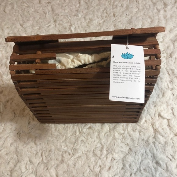 Anthropologie Daniela Wood Paneled Tote Bag - Picture 3 of 4